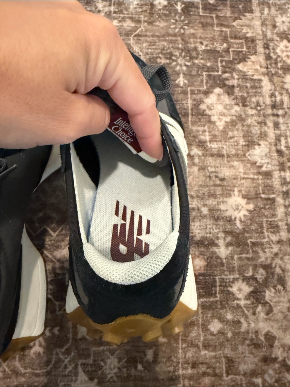 New Balance Black White and Gum Retro Runner Sneakers - Picture 13 of 14